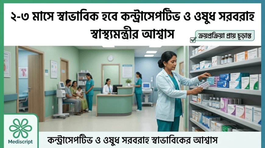 ২-৩ মাসের মধ্যে স্বাভাবিক হবে কন্ট্রাসেপটিভ ও ঔষধের সরবরাহ