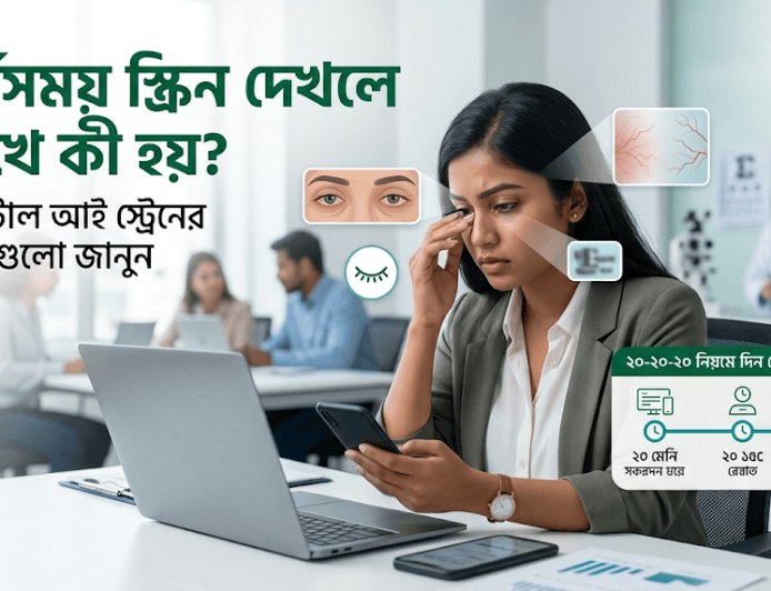 দীর্ঘসময় স্ক্রিন দেখলে চোখে কী হয়? ডিজিটাল আই স্ট্রেনের লক্ষণ