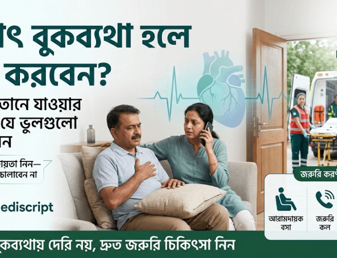 হঠাৎ বুকব্যথা হলে কী করবেন? হাসপাতালে যাওয়ার আগে যে ভুলগুলো এড়িয়ে চলবেন
