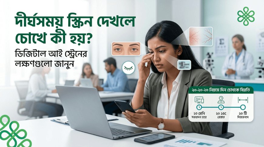 দীর্ঘসময় স্ক্রিন দেখলে চোখে কী হয়? ডিজিটাল আই স্ট্রেনের লক্ষণ